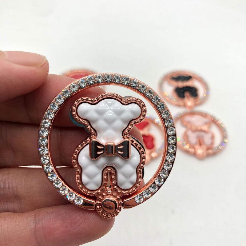 Music Festival New doll mobile ring with diamond inlaid cartoon adhesive rotating phone desktop creative holder_voghion.com