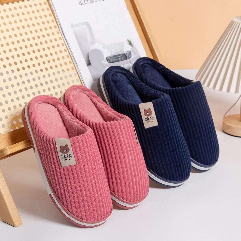 Cotton slippers, in autumn and winter, two tone TPR sole, non slip, odorless, home use, warm feet, winter fur slippers_voghion.com