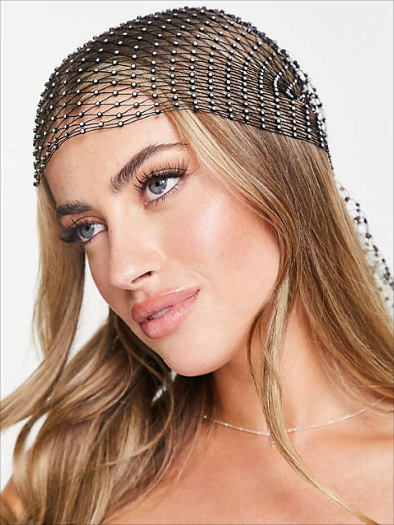 Elastischer Strass Fischernetz Hut Persönlichkeit Fischernetz Kopftuch Mode Flash Diamant Hut lang_voghion.com