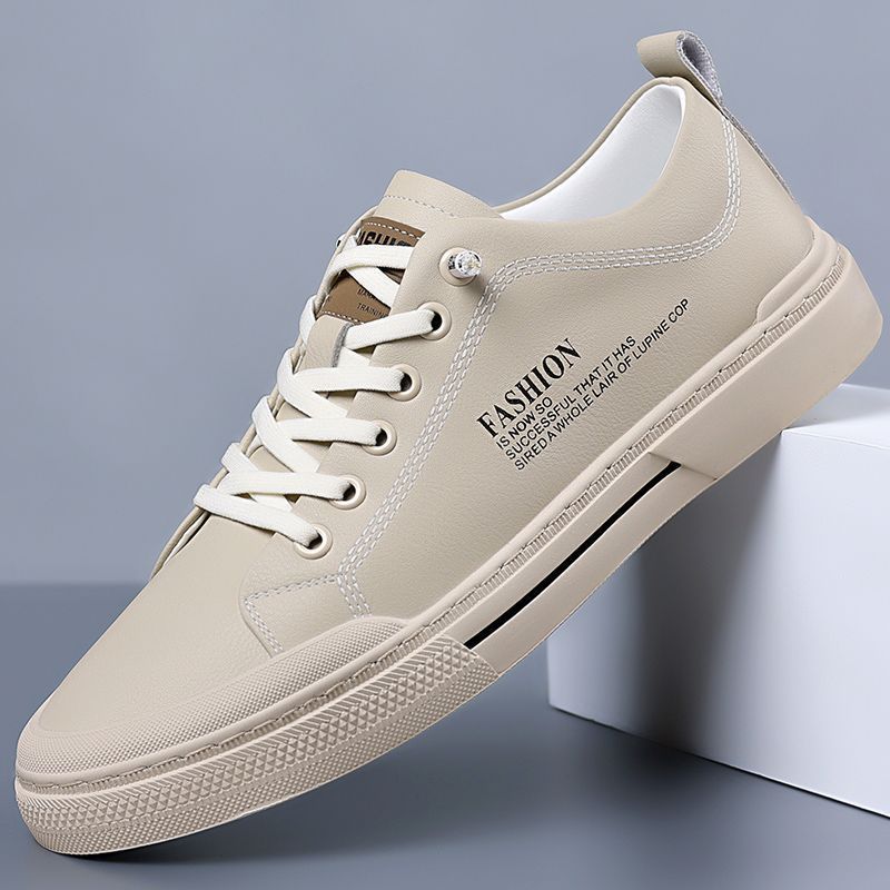 Nuove scarpe da uomo in vera pelle, scarpe casual, scarpe da skateboard basse bianche, comode e alla moda, sneaker slip-on_voghion.com