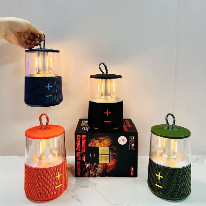 Nuovo PTH-60 Outdoor Camping Light Bluetooth Speaker Bass Cannon Home Desktop Multi funzionale LED Desk Lamp Sound System_voghion.com