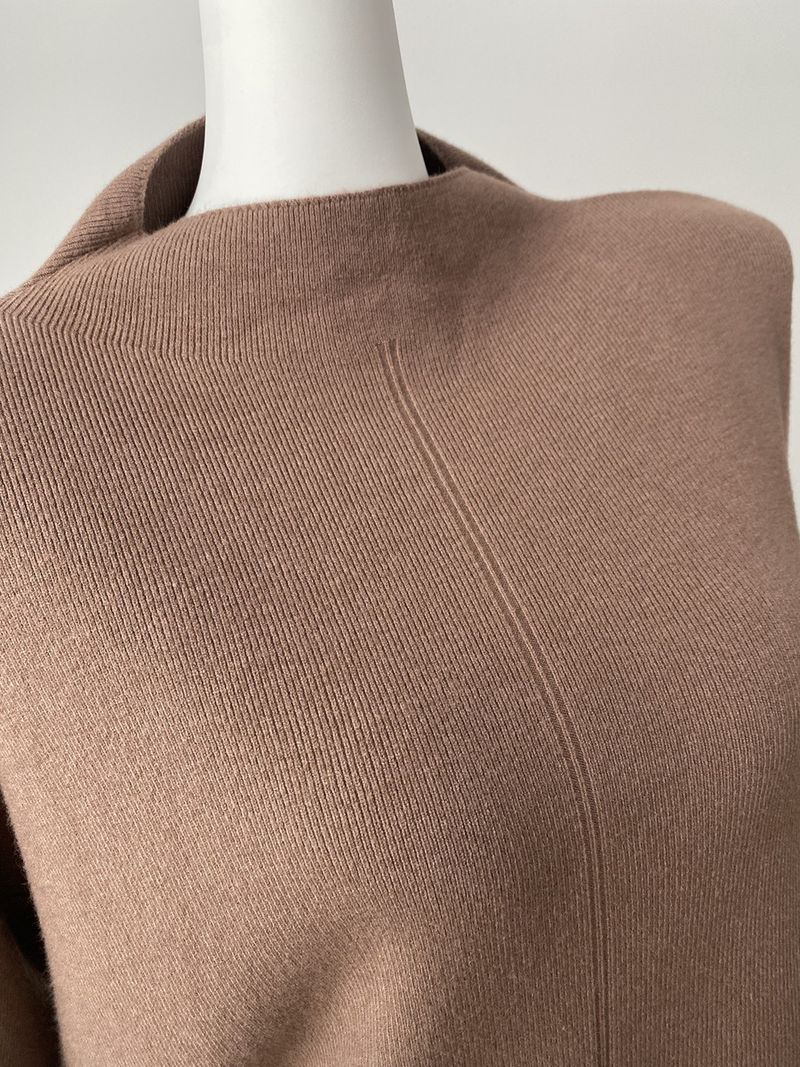 Maglione lungo e largo casual con maniche russe per autunno e inverno, per donna, con spacco_voghion.com