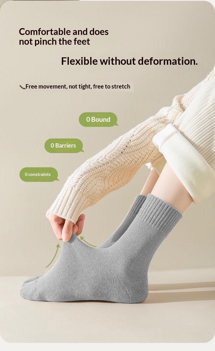 Surge Surge Disposable Socks Unisex Thickened Daily Use Travel Autumn Winter Mid-Calf Fleece Lined Sterilized No-Wash_voghion.com