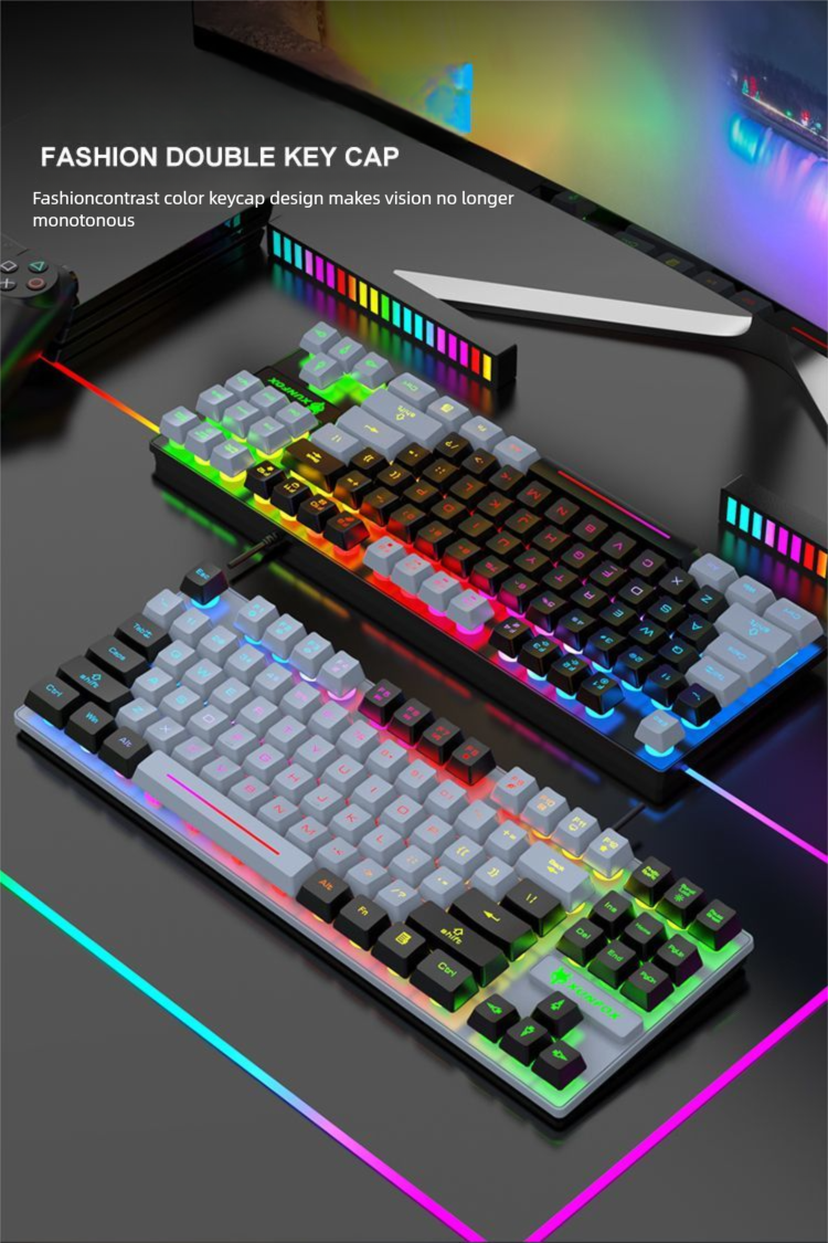 Mechanical Feel Keyboard 87 Keys Gaming Mouse Wired Laptop External Silent Small Membrane_voghion.com