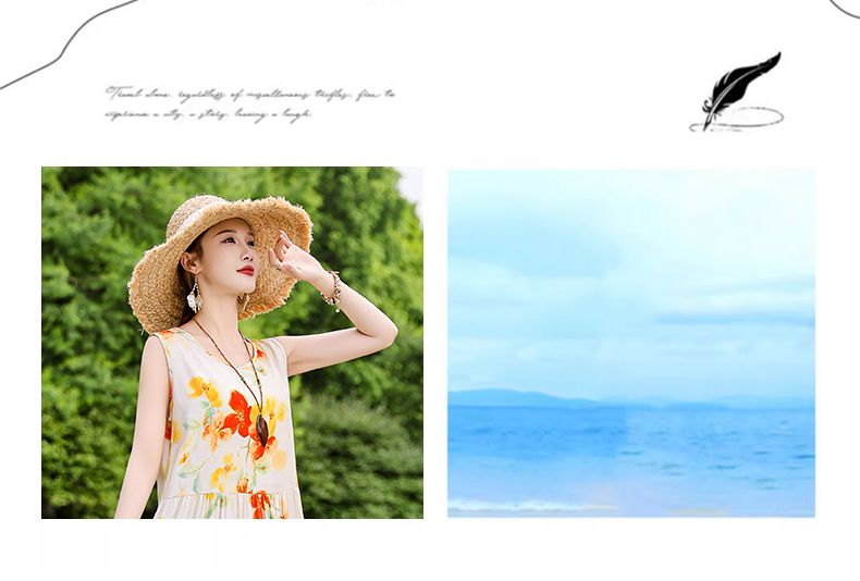 Französischer Stil High-End für Frauen Sommer 2025 Neue lose Plus Size Extra lange Baumwolle Blumenweste Kleid Falten Outfit_voghion.com