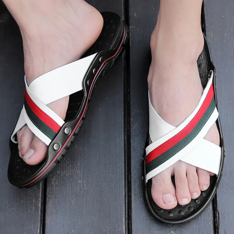 Ciabatte da uomo, scarpe da spiaggia comode, estive, con tacco basso, di lusso, taglie forti 38-48_voghion.com