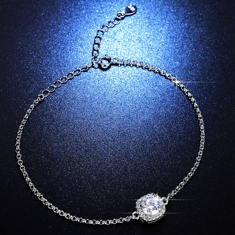 Catena con sei archi a forma di fiocco per donna, semplice braccialetto alla moda con girasole imitato in moissanite_voghion.com
