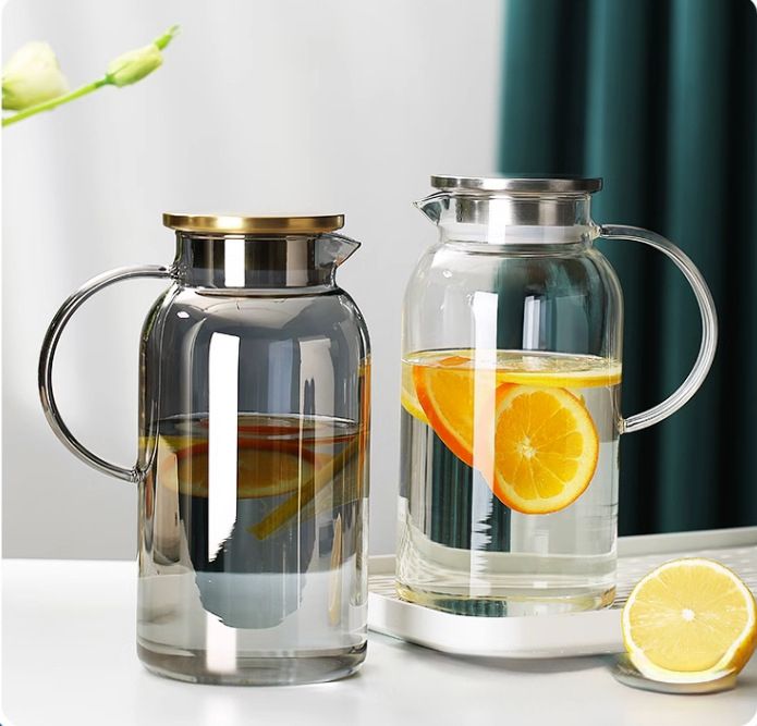 Jarra de agua fría de vidrio de borosilicato de alta resistencia a la temperatura, de gran capacidad, apta para refrigeradores domésticos._voghion.com