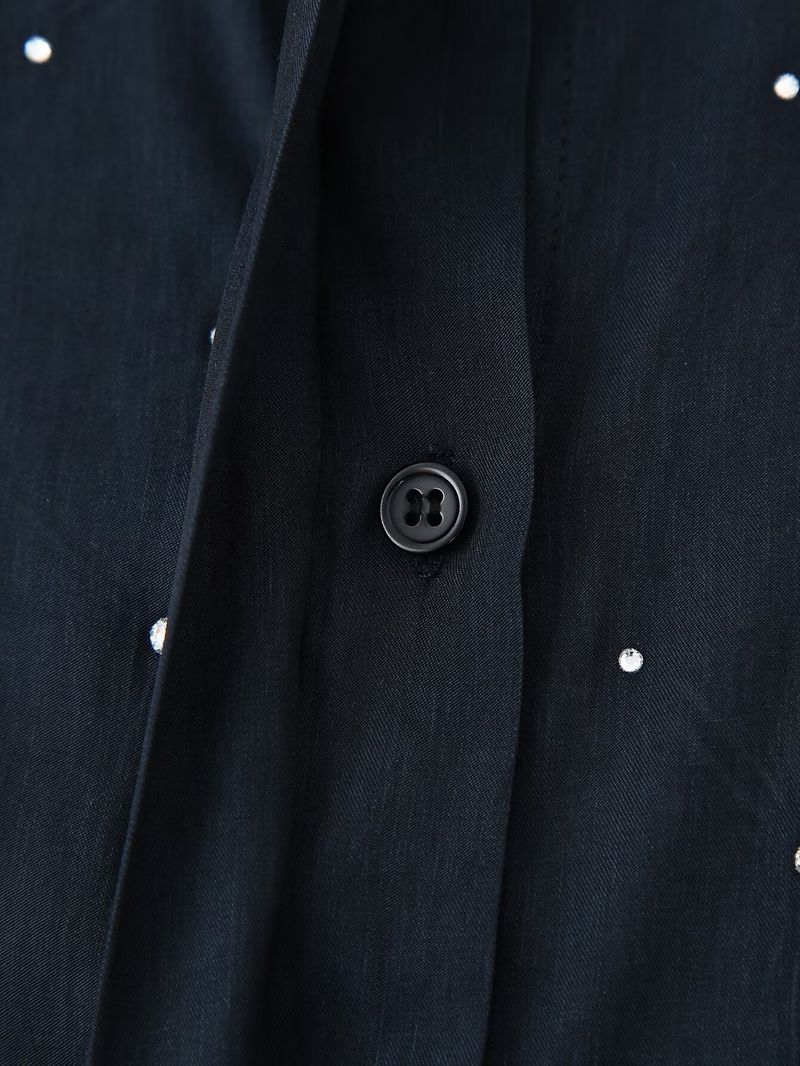 Abbigliamento donna autunno e inverno 2024 nuova moda di strada gioielli ricamo camicia a maniche lunghe_voghion.com