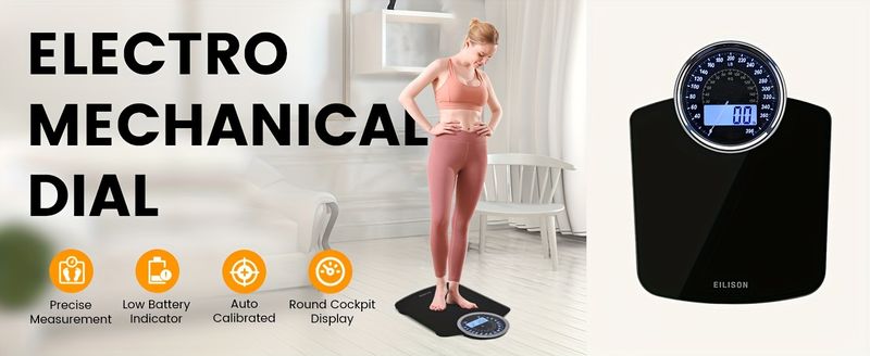 Bilancia pesapersone digitale e analogica 2 in 1 altamente avanzata EILISON per il peso corporeo - 400 libbre, 4 sensori GX ad alta precisione_voghion.com