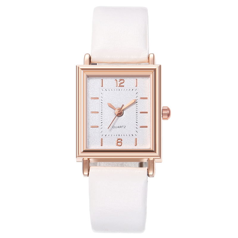 Neue Damen-Quarzuhr mit quadratischem Gehäuse, Roségold, digitale Waage und Gürtel_voghion.com