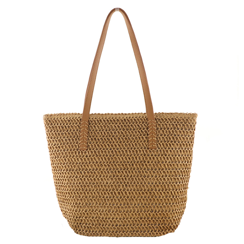 Taschen fir Fraen Summer Handgewieft Einfarweg Handtasche Mierstrand Grouss Kapazitéit Top-Grëff Tasche Markendesigner Handtaschen_voghion.com