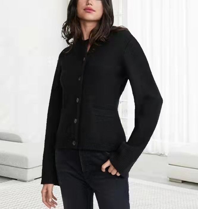 Luxury Knit Cardigan For Women - Soft & Cozy Oversized Sweater Coat With Buttons, Elegant Casual Style For Fall & Winter (Ivory, Taupe, Black)_voghion.com