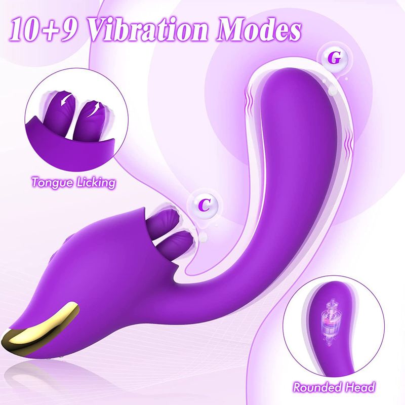 2 In 1 Licking Vibrator Clitoris Stimulator 10 Vibration Clitoral Massage Sex Toys G Spot Realistic Dildo Vibrator For Women_voghion.com