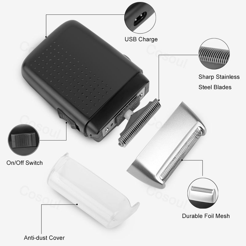 für Männer Mini Tragbarer Elektrorasierer USB Aufladbarer Bartrasierer Rasierer Klein_voghion.com