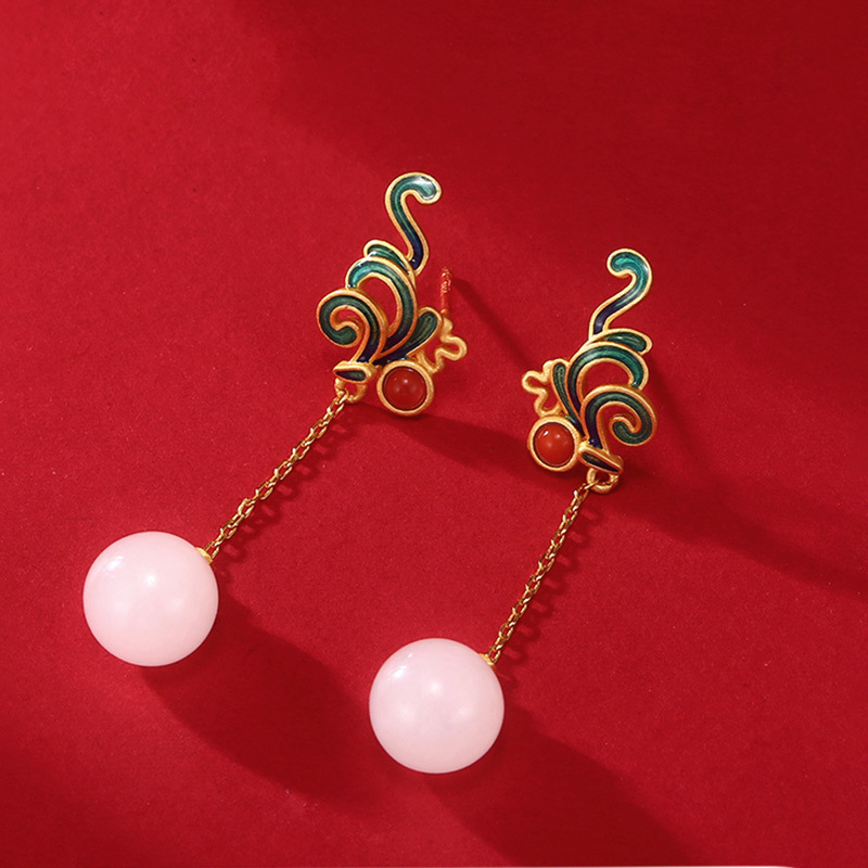 Orecchini Nanhong in smalto dipinto VENUS color oro per le donne, regalo per ragazza, gioielli rotondi in giada Hetian, Dropship Wh_voghion.com