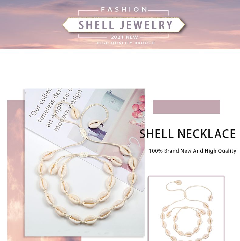 Fashion Bohemian Necklace Bracelet Handmade Rope Chain Natural Shell Charm Seashell Choker Summer Ocean Beach Boho Jewelry For_voghion.com