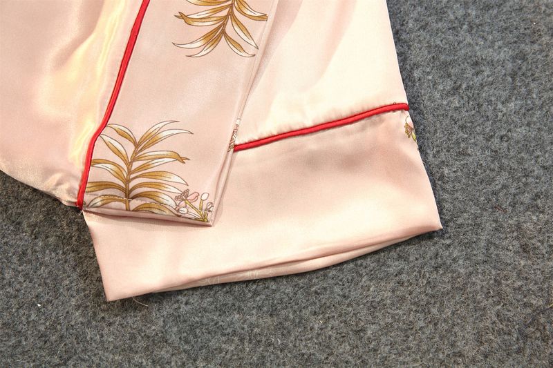 Neue pulverbeschichtete langärmelige Hose aus Eisseide mit Ahornblättern, zweiteiliges Set, dünne, modisch bedruckte Heimkleidung, kann draußen getragen werden_voghion.com