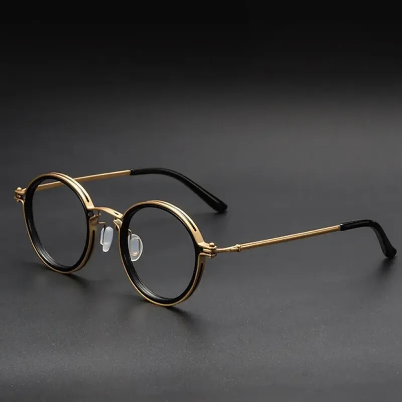 Mode Retro Runde Anti Blau Licht Brille Männer Frauen Büro Computer Brille Metall Rahmen Mode Optische Myopie Brillen Lesen_voghion.com