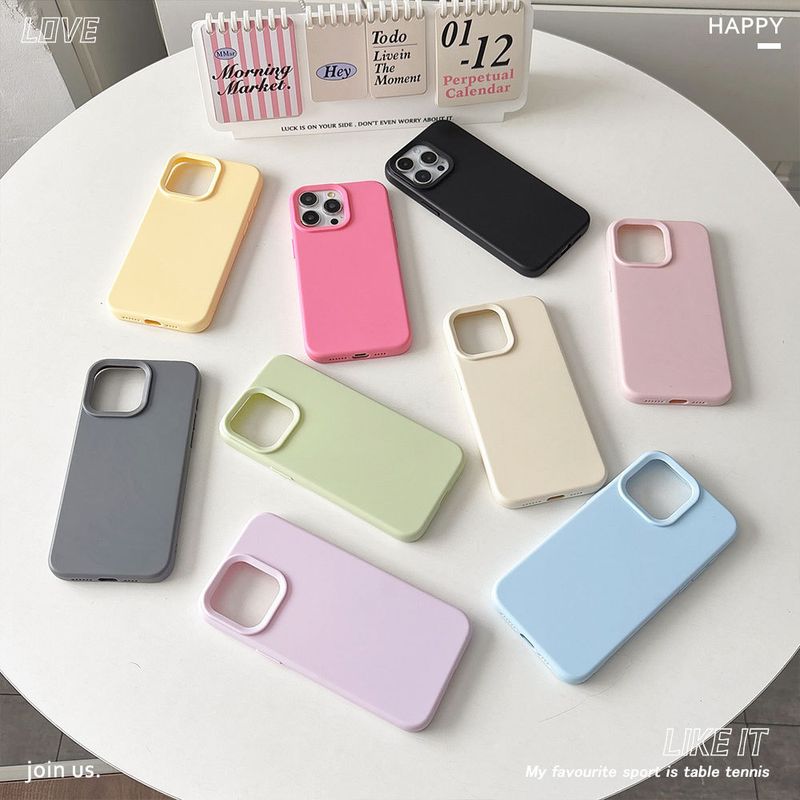 syct Suitable For Iphone 16E Simple Solid Color Skin Feel Phone IPhone 15 Pro Silicone Shockproof 13 Full Coverage Protective_voghion.com