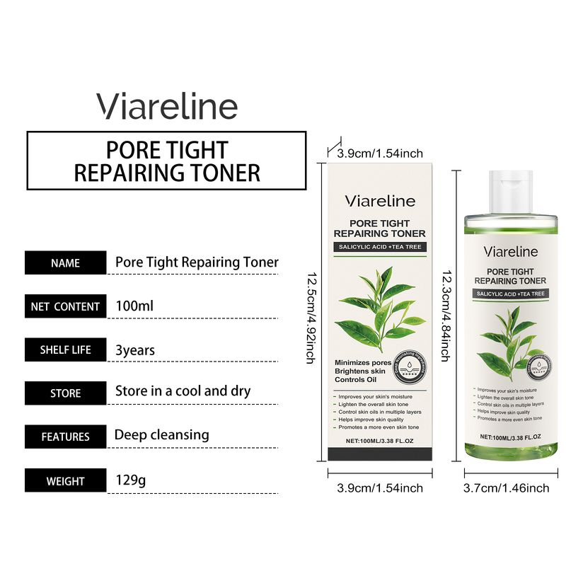 Viareline Green Tea Moisturizing Toner Gloss Oil Control Clean Balance Skin Moisturizing Moisturizing Skincare Set_voghion.com