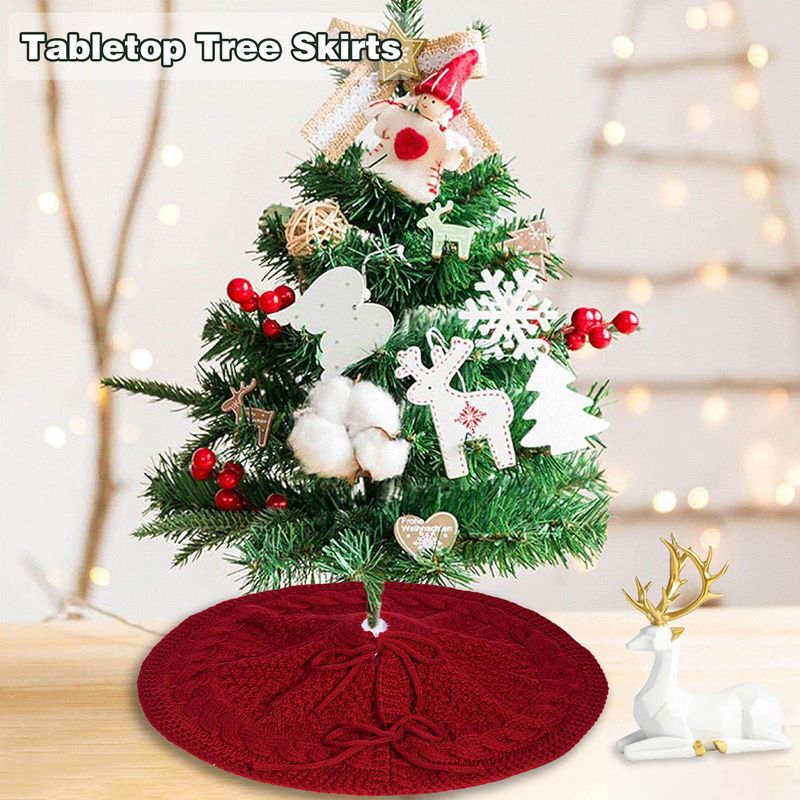 Skirt Milk White Red Knitted Atmosphere Apron Christmas Tree Decorations Accessories_voghion.com