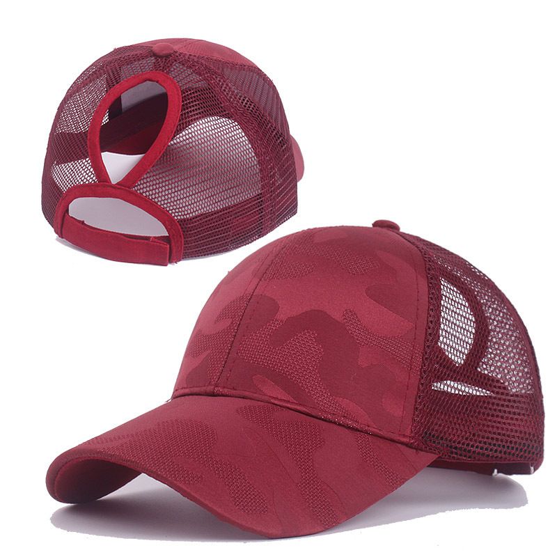 Women's Baseball Breathable Printed Ponytail Mesh Casual Versatile Sun Hat Summer Sunshade Duckbill Cap_voghion.com