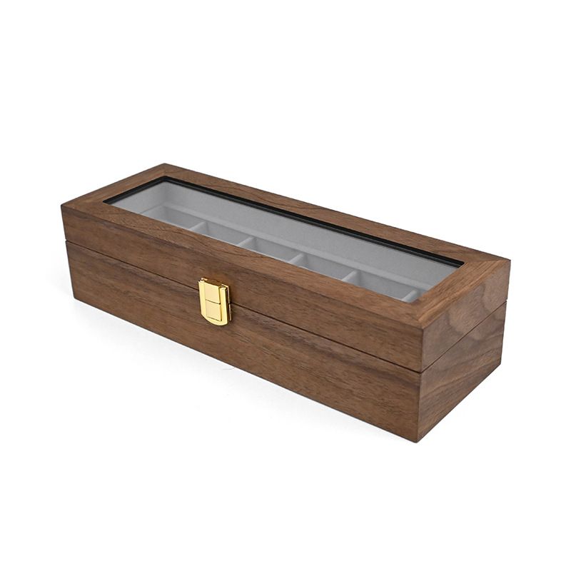 Home Storage Nuovo Spot Legno Palissandro 6 Griglia Orologio Scatola Portaoggetti Gioielli 6 Posizione Noce Anello Scatola Portaoggetti_voghion.com