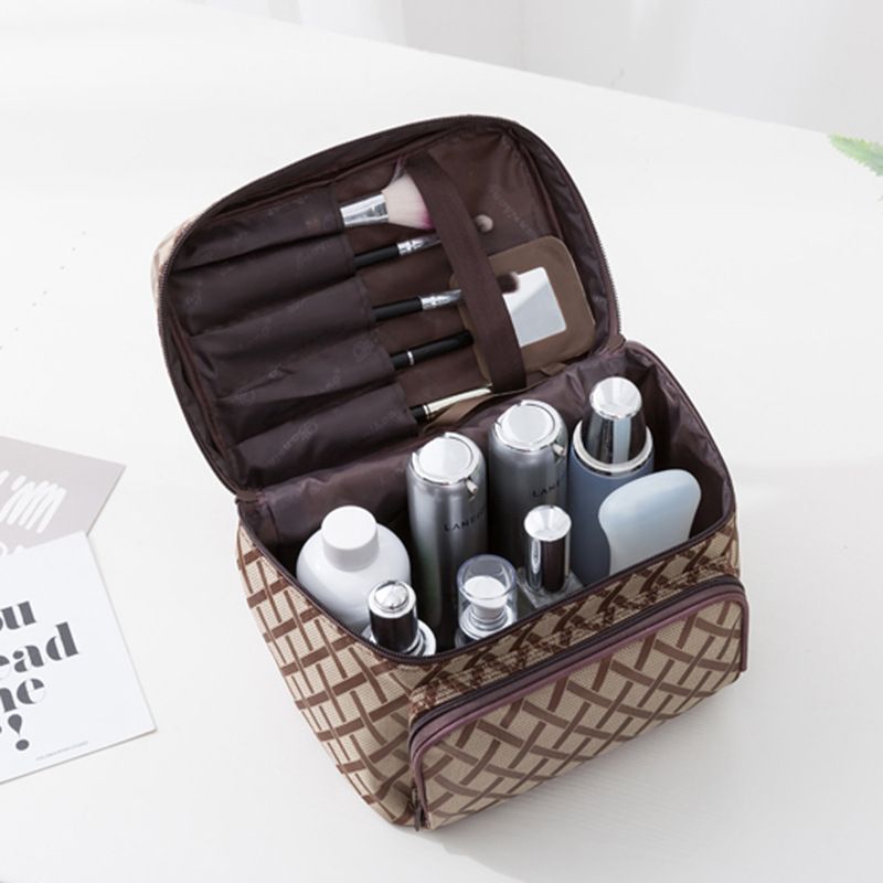 Student Reiseaufbewahrung Große Kapazität Handheld Damen Make-up Fall Reißverschluss Tragbare Kulturtasche_voghion.com