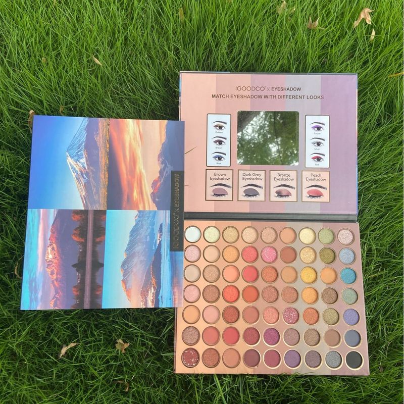 Set di trucco 63 colori Palette di ombretti con motivo a montagna innevata Trucco opaco perlato multifunzionale_voghion.com