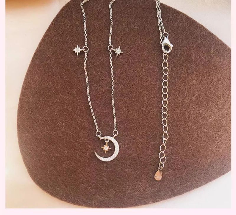 Sterling Silver Moon Necklace Accessories Women, Light Luxury, Niche, High-End Feel, New Style, Best Friend Birthday_voghion.com
