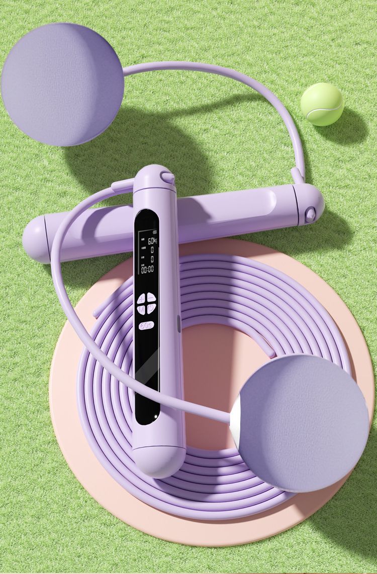 Smart Cordless Jump für Erwachsene mit großem Zähler, gewichteter Ball zur Fettverbrennung, Indoor-Fitness-Seil für Frauen_voghion.com