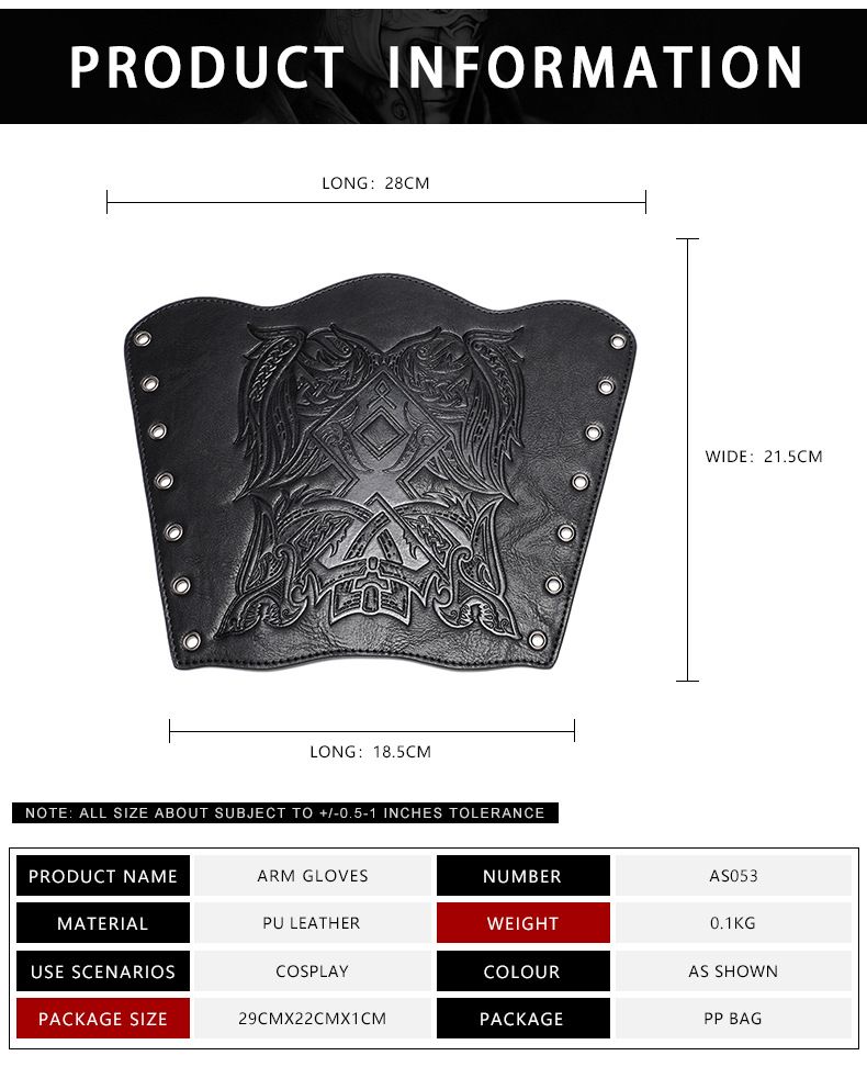 Pulseira Viking em relevo medieval renascentista para cosplay_voghion.com