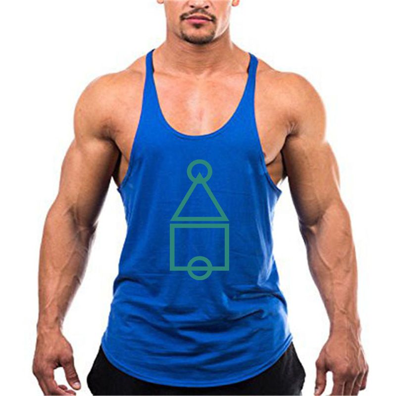 Sommarmuskelträning Brother Fitness Linne för män Elastisk Racerback-rem i ren bomull_voghion.com