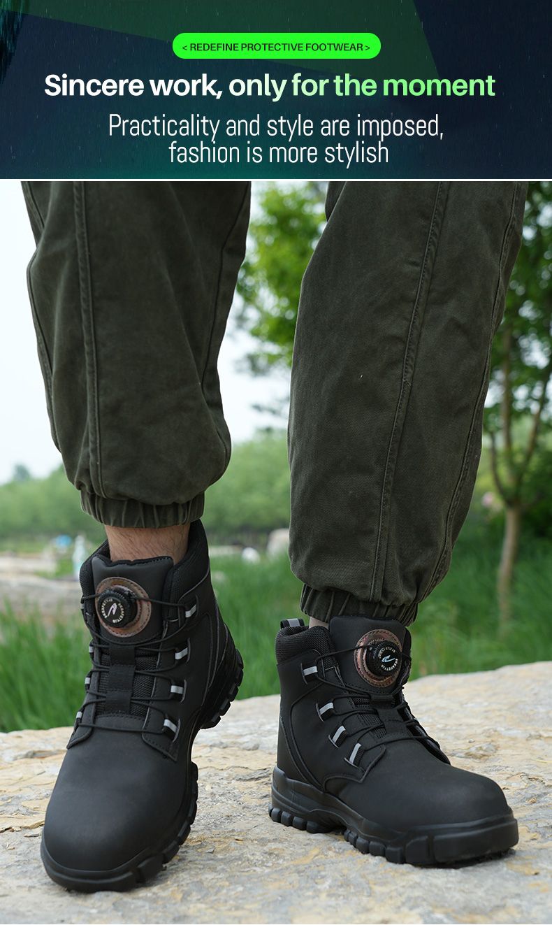New Fashion 2024 Waterproof Security Work Safety Protective Leather Boots Anti-smash Anti-puncture Industrial Shoes_voghion.com
