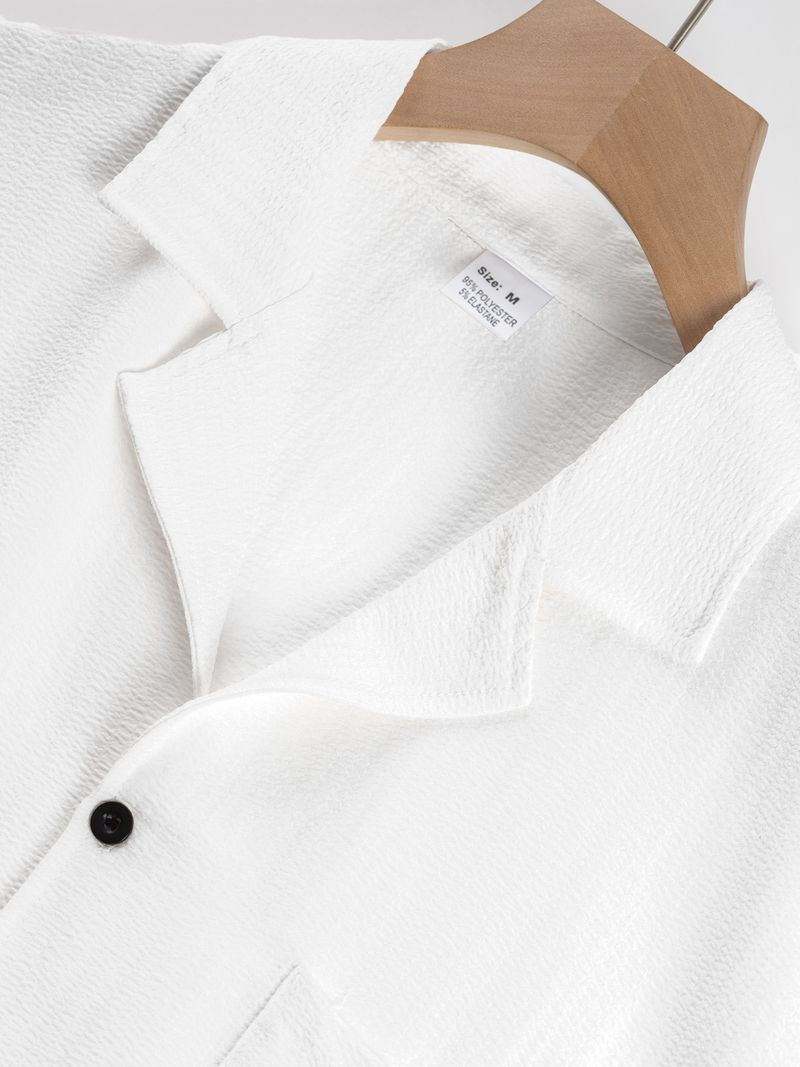 Camicia da uomo estiva da uomo, in cotone e lino, tinta unita, ampia e casual, con bottoni, a maniche corte_voghion.com
