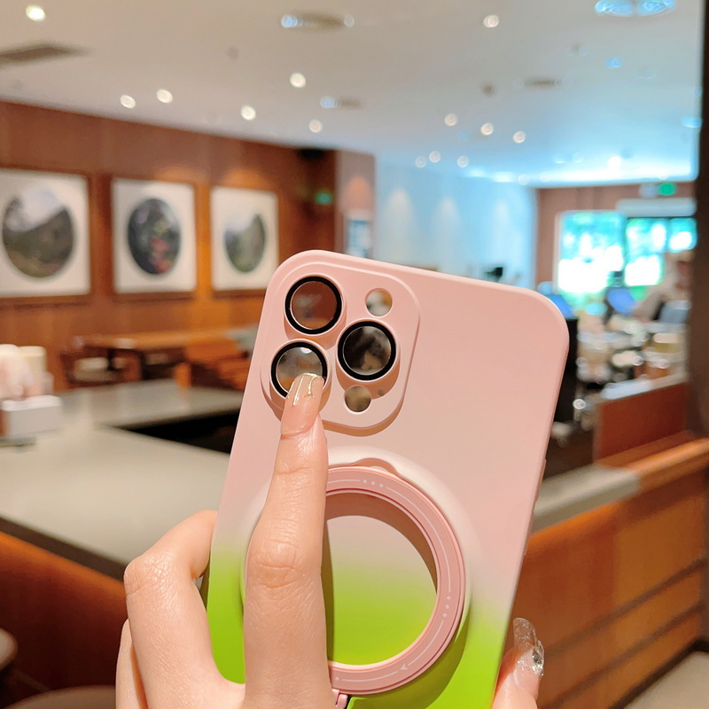 Étui magnétique de Charge sans fil Magsafe avec anneau dégradé, pour iPhone 15 Plus 14 13 12 Pro Max, objectif d'appareil photo_voghion.com