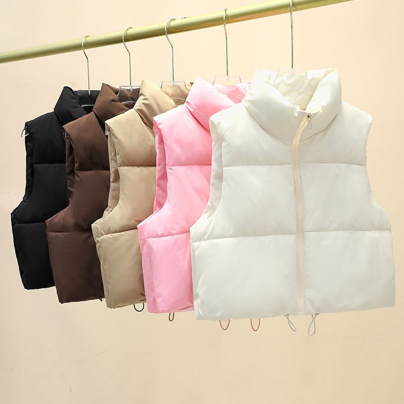 Gilet matelassé sans manches pour femme - Veste courte matelassée pour l'automne et l'hiver, superposition légère et chaude, tenue décontractée et de bureau_voghion.com