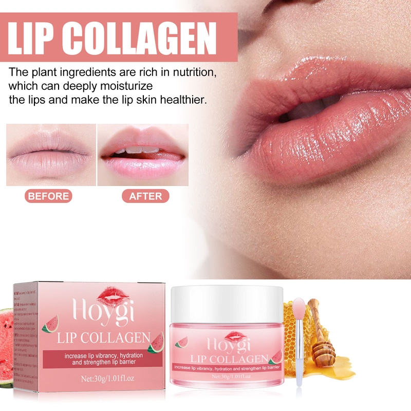 Hoygi Watermelon Flavor Lip Mask Kosteuttaa, vähentää huulten juonteita, ehkäisee pakastekuivausta halkeilua ja korjaa keratiinia_voghion.com
