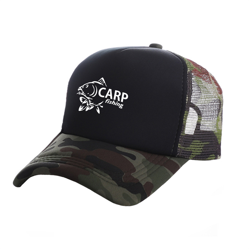 Carp Fish Trucker Kepsar Herr Roligt Fiske Utskrift Hatt Baseball Keps Cool Sommar Unisex Mesh Net Caps MZ-169_voghion.com