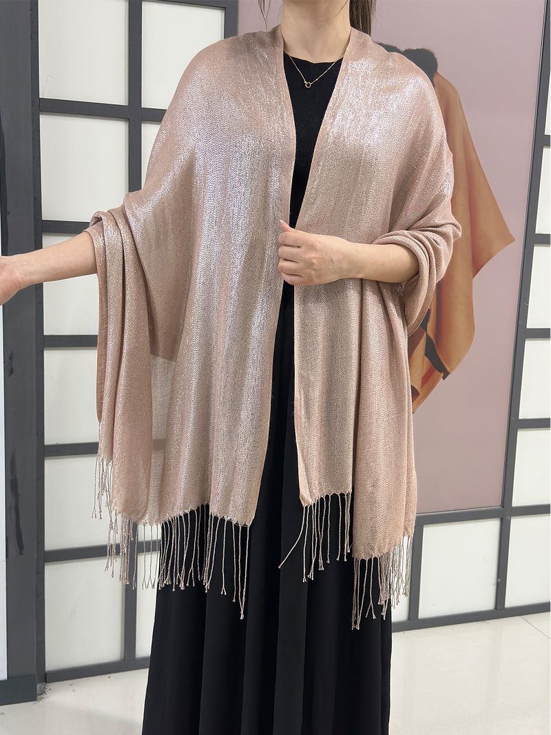 New European And American Women's Shawl Autumn Summer Women's Tassel Silver Silk Ball Banquet Scarf_voghion.com
