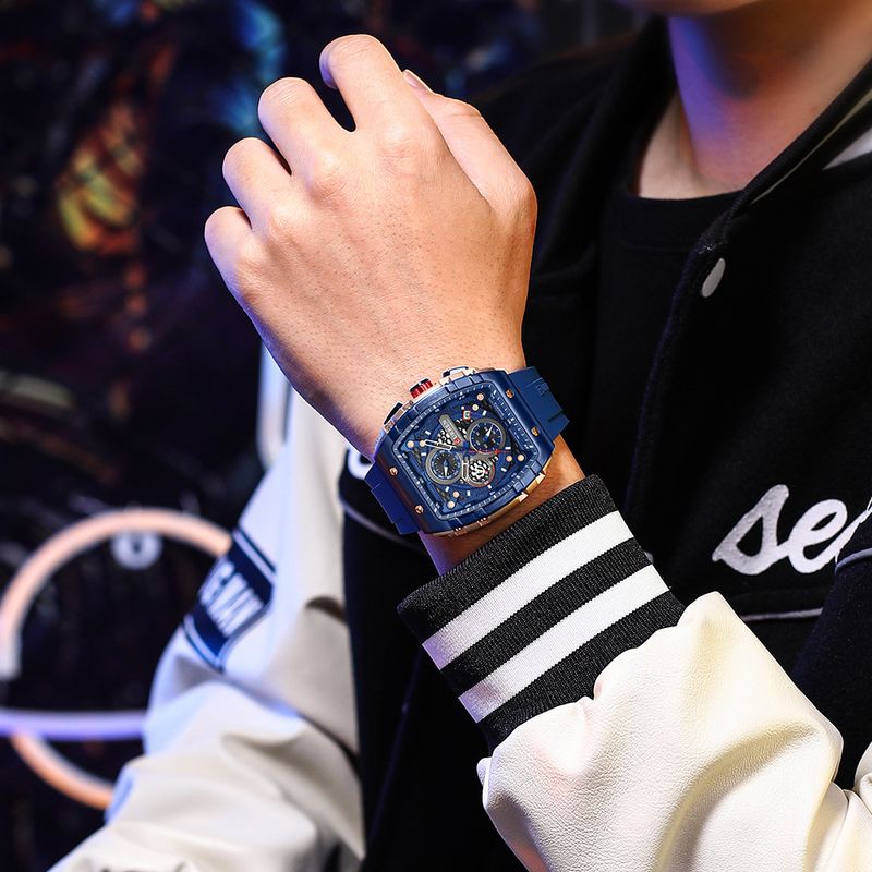 Men's And Women's Waterproof Multifunction Quartz Watch With Date Display, 6-Hand Analog Dial, Sporty Rubber Strap, Mineral Glass, Alloy Case_voghion.com