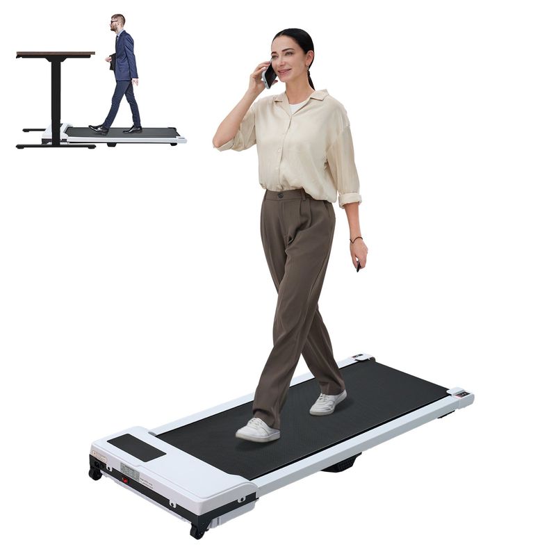 Walking Pad With Quiet 2.0 HP Brushless Motor, Countdown Modes, Spacious Running Area, 220 Lbs Weight Capacity For Home Or Office Workouts, 3 In 1 Portable Treadmill Walking, White_voghion.com