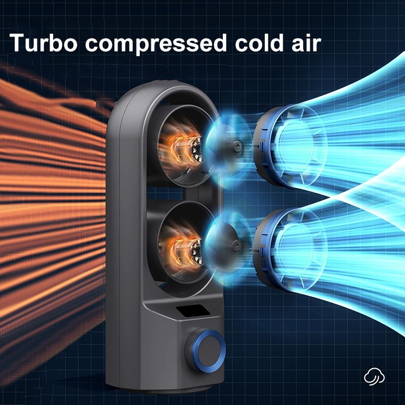 Ventilatore a torre con testa vibrante da tavolo con display digitale intelligente a 100 velocità e velocità continua (grigio scuro)_voghion.com
