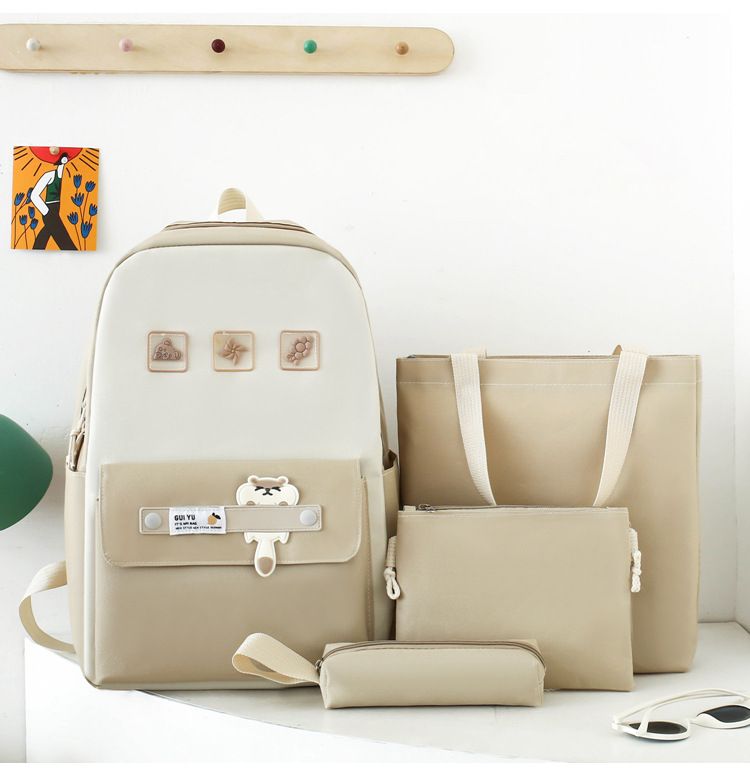 Zaini per bambini, nuovi zaini per studenti, semplici, con colori a contrasto, grandi capacità, casual, zaino da quattro pezzi_voghion.com