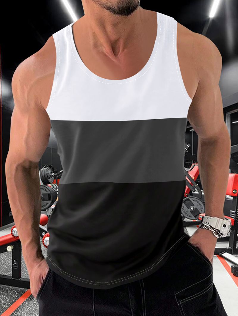 Chaleco deportivo holgado para hombre con costuras en contraste de colores para correr_voghion.com