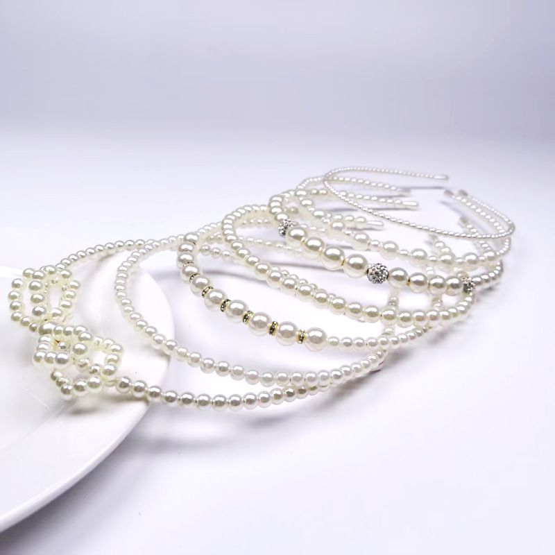 Korean Influencer Pearl Headband For Women, Versatile Minimalist Hair Hoop, Handmade Pearl-strung Fashion Elegant Hair Accessory_voghion.com