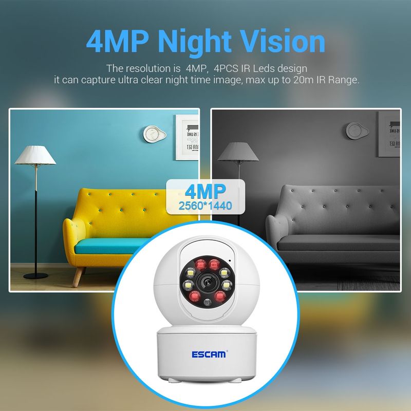 QF005 Telecamera pan-tilt WiFi HD da interno da 4 MP, supporto rilevamento del movimento / audio bidirezionale / visione notturna (spina AU)_voghion.com