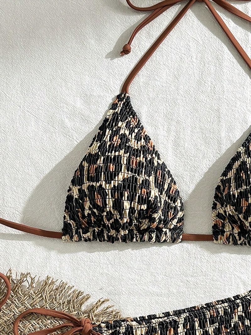 Damenbekleidung Trendy Printed Neckholder-Hosenträger Sexy Bikini Split System Strap_voghion.com