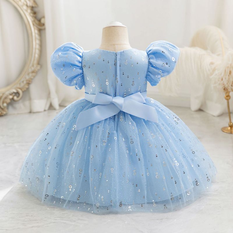 2024 nouvelle robe d'hôte pour enfants robe de soirée pour fille de fleur d'un an robe de princesse florale à manches bouffantes robe en gaze en stock_voghion.com